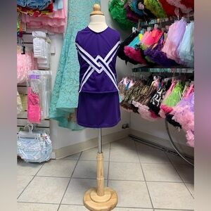 Childs Size 10-12 Purple & White Blank (No Logo) Cheerleading Uniform Set NWT